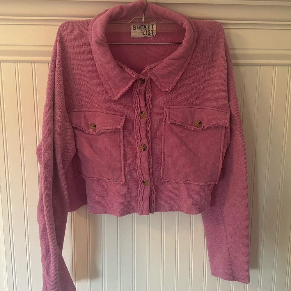 Purple button up cropped jacket